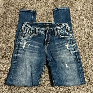Silver GirlFriend Fit Skinny Jeans